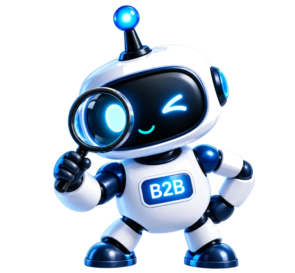 SEO Robot examining editorial opportunities with a magnifying glass